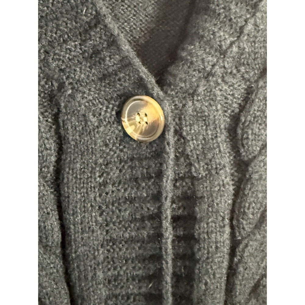 2XL Button Front Open Cable Knit Long Sleeve Cardigan Black - Picture 3 of 5